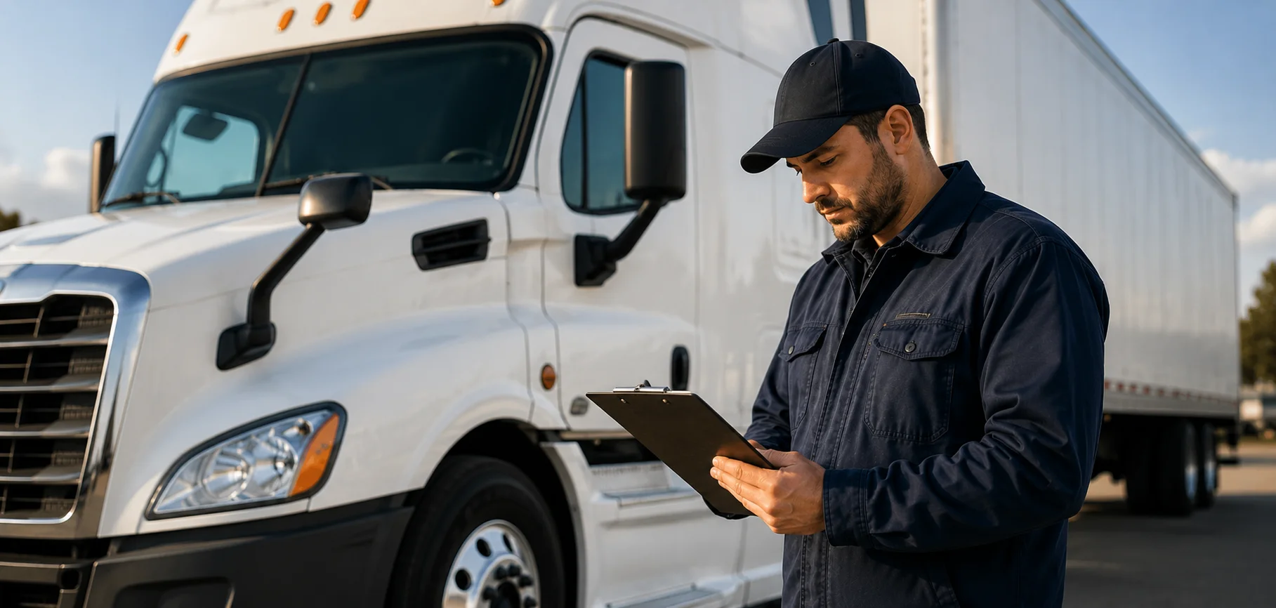Owner-operator reviewing semi truck insurance quote