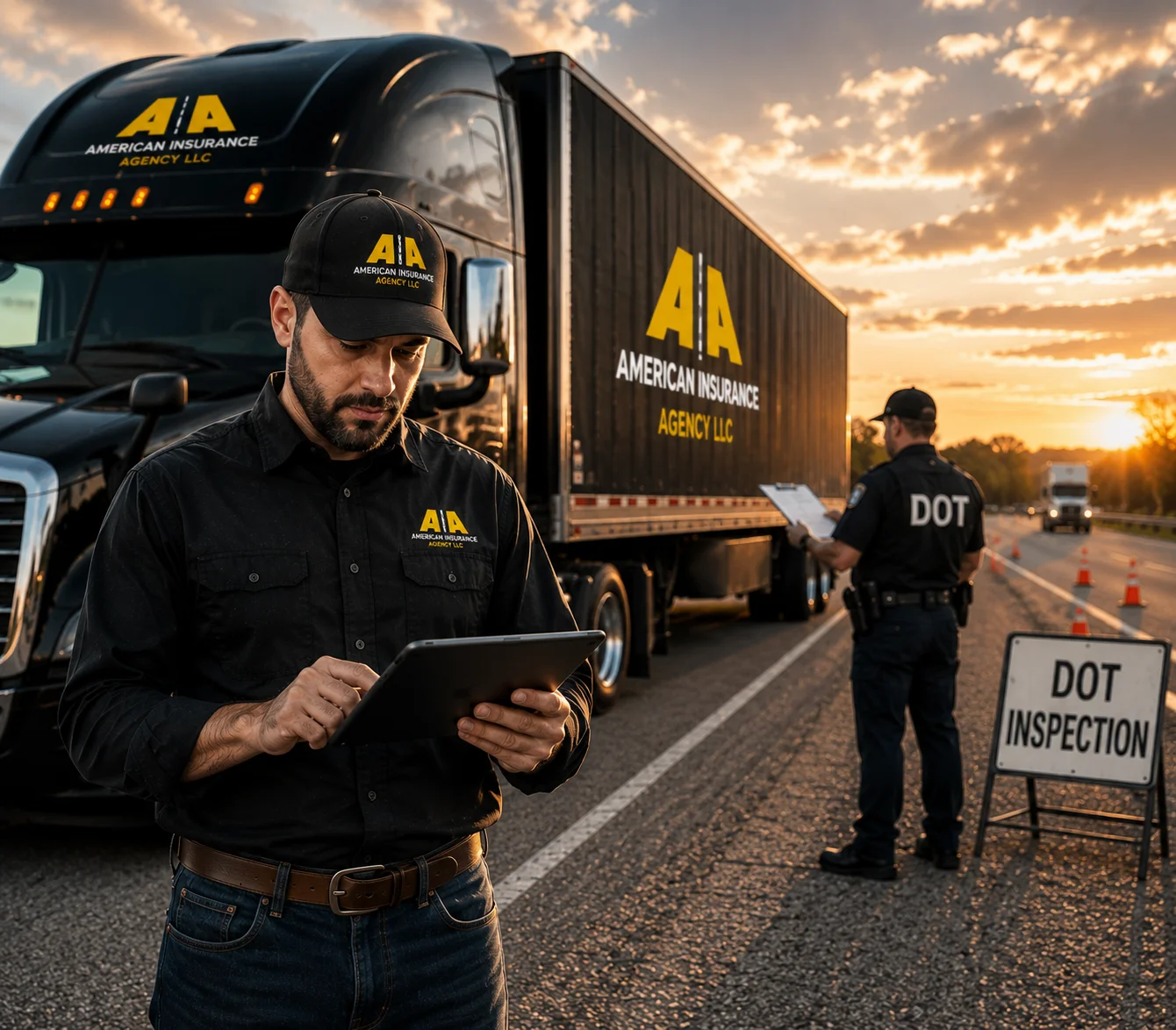Truck driver getting commercial truck insurance support
